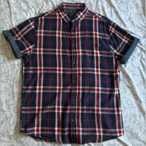 19 Ninety:One Men’s L Blue Red Plaid Short Sleeve Button Down Shirt. Cotton On